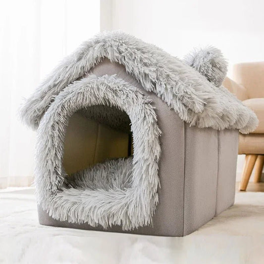 ComfortableDogHouse™ - Gris Fourrure - Paradies Des Chiens