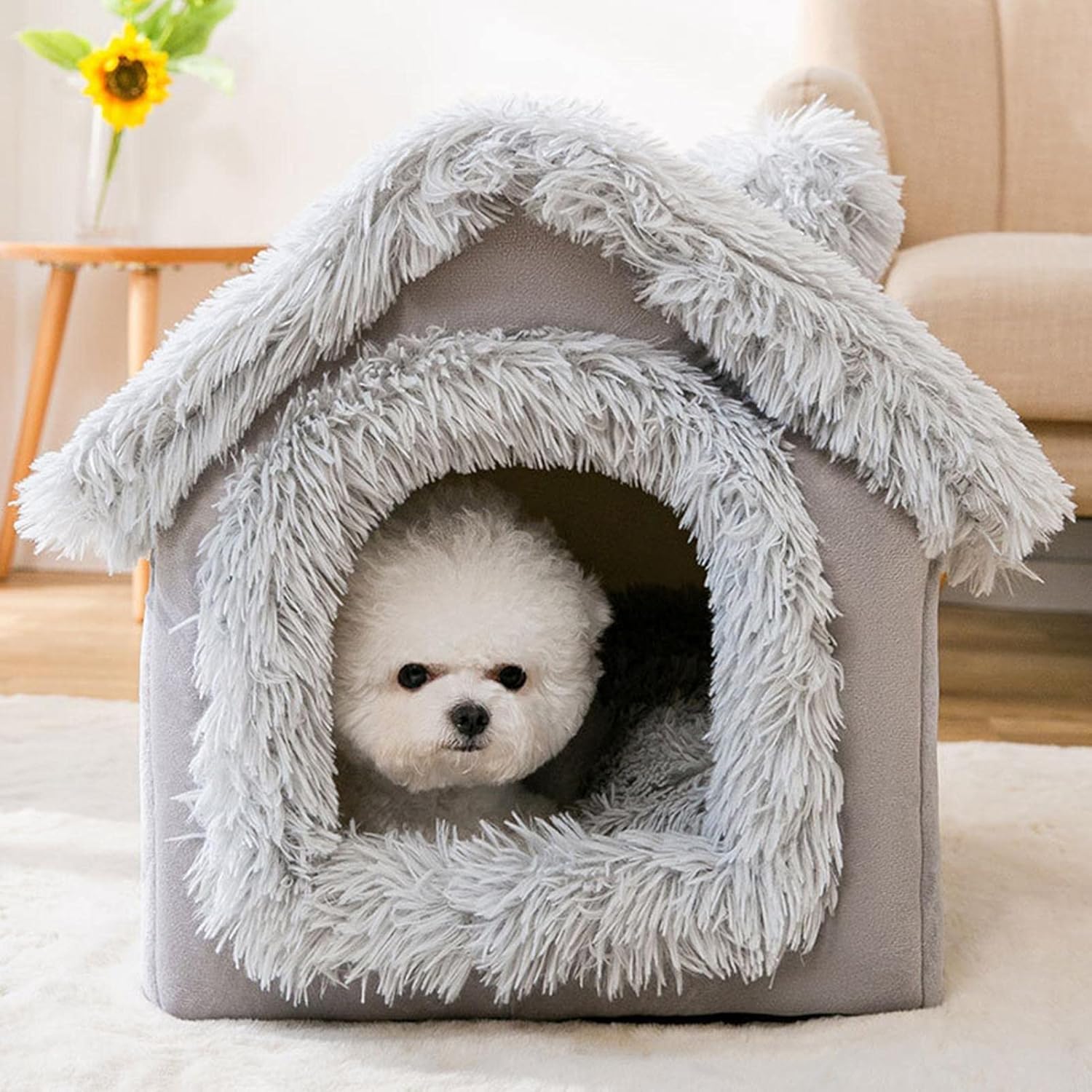 ComfortableDogHouse™ - Gris Fourrure - Paradies Des Chiens