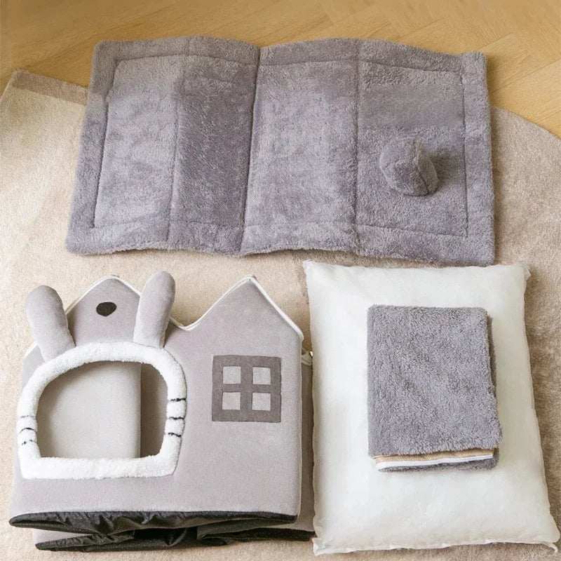 ComfortableDogHouse™ - Gris Toiture Double - Paradies Des Chiens